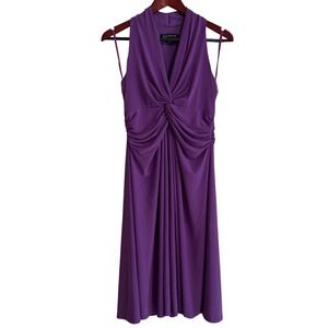 Jones New York Purple Twist Front Ruched Sleeveless Cocktail Dress Size 12